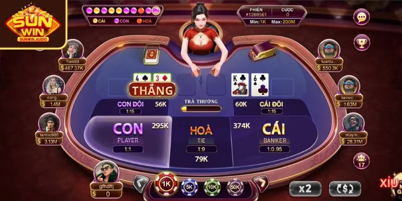 Các cửa cược trong Baccarat tại cổng game được cung cấp